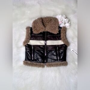 NWT Cali 1850 Faux Leather/Fur Vest Size XS
